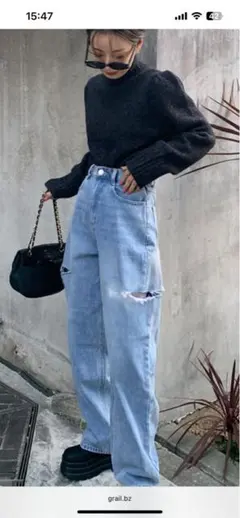 GRL サイドカッティングデニムパンツ　xS