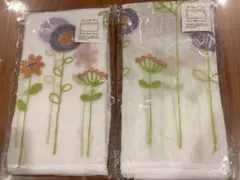 送料込み花柄刺繍 ♡カフェカーテン 約45×105cm 2枚セットスリーコインズのサムネイル