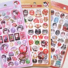 ボンボンドロップシール　和柄　3個セット (舞妓・歌舞伎)