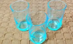 昭和レトロライトブルー ガラスコップ 3個セット