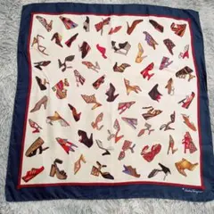 サルヴァトーレ フェラガモ 靴柄 スカーフ シルク100%