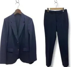 【美品】ユニクロ 感動ジャケットライトパンツ セットアップ S ネイビー