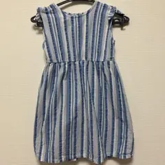 Jolly Jury 白×水色ノースリーブストライプワンピース 130cmのサムネイル