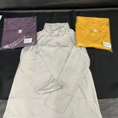 Lサイズ 長袖トップス 3点セット グレー・イエロー・パープル