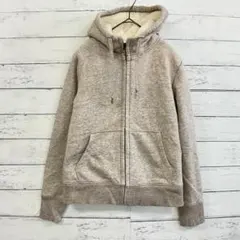 UNIQLO 裏ボア ジップパーカー ベージュ S レディース 秋冬カジュアル