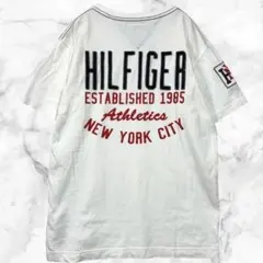 トミーヒルフィガー 半袖Tシャツ バックプリント ワッペン ホワイト L　メンズ