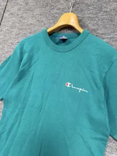 Champion チャンピオン Tシャツ グリーン USA製 ロゴ刺繍 M