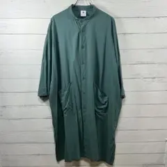 ニコアンド 綿レーヨン ロングシャツワンピース ゆるダボ 緑 F