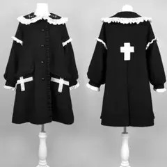 未使用タグ付き　DimMoire ディムモアール　十字の誓いフリルコート　黒×白
