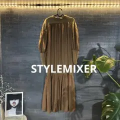 『色あせ、スレあり』STYLEMIXER❣️茶色異素材 ハイネック長袖ワンピース