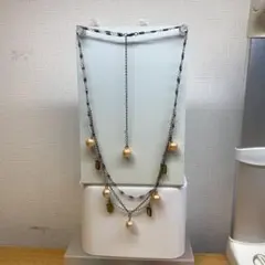 ハンドメイド ２連　パール調、ビーズネックレス