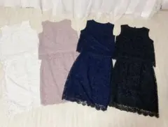 ユニクロ　レース　セットアップ　ノースリーブ　スカート　ネイビー　黒　白　ピンク