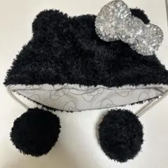 USJ リボン付き黒ファーハット キティ