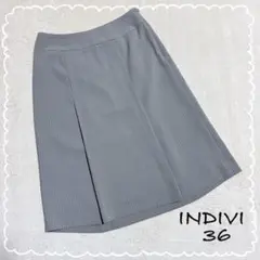 【INDIVI/インディヴィ】　スカート　グレー　ひざ下丈　(36)　ストライプ