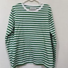 FORK & SPOON 緑と白ストライプ長袖Tシャツ