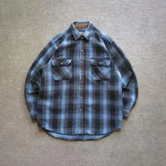 90sヘビーネルシャツunknownオンブレチェックコーデュロイ切替WポケットM