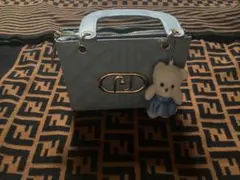 ライトブルー キルティングハンドバッグ