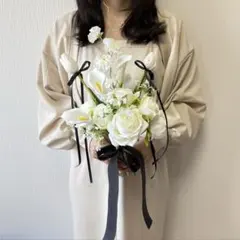 ウエディングブーケ 前撮り ホワイトブーケ 韓国風 バレエコア チューリップ