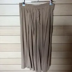 ベージュ ガウチョパンツ 軽量素材 キュロットスカート M ウエストゴム