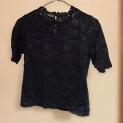 Heather 総レース 半袖カットソー ブラックのサムネイル
