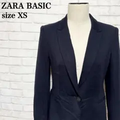 ZARA 本場スペイン製 裏地デザイン テーラードジャケット 濃紺 XSのサムネイル