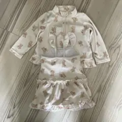 クマ柄 長袖ラッシュガード・水着セット　ベビー　女の子　サイズ８０