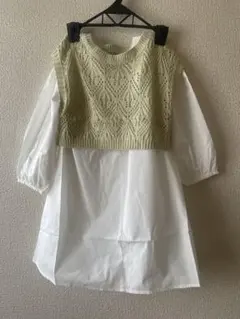 新品☆プティマイン ベストシャツワンピース☆110