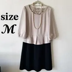 入学式 ペプラムワンピース M セレモニー フォーマル ひざ丈ワンピース