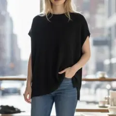 美品 ジーユー GU ニット M 黒 ノースリーブ 清楚 上品 おしゃれ