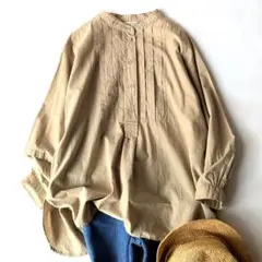 Samansa Mos2 サマンサモスモス ピンタック 綿麻 シャツ チュニックのサムネイル