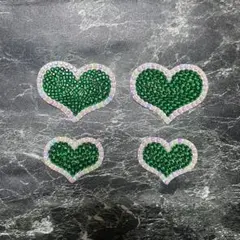 デコうちわ　デコパーツ　デコストーン　うちわ　パーツ　ハート　グリーン