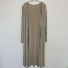 SHEIN 【M】 ベージュ カーディガン ロング 光沢 ゆったり 無地