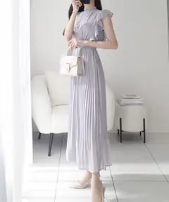【mily bilet】プリーツ加工シアーフリルワンピース