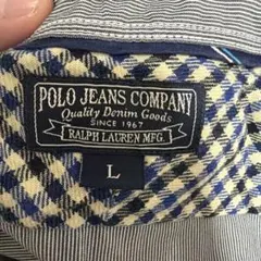 【人気Lサイズ/美品】ポロジーンズ ラルフローレン ヒッコリー風ストライプシャツ