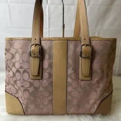 コーチ　トートバッグ　シグネチャー　レザー　キャンバス　チャーム　肩掛け A4可