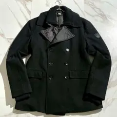 美品●EMPORIO ARMANI EA7 ピーコート 中綿 厚手 切替 M 黒