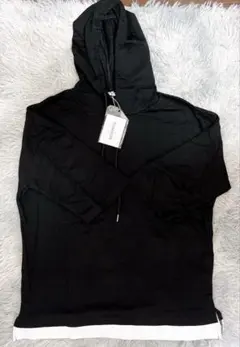 ❇️Tシャツ ファッション メンズ 短袖 ゆったり 夏 パーカー　フード4XL 黒