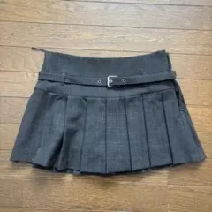 ZARA グレー チェック柄 プリーツスカート ミニスカート ベルト付き