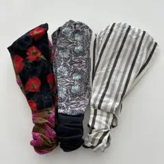 クロスターバンヘアバンド 中古品3点セット 花柄と幅広ボーダー3点