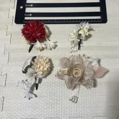 髪飾り　卒業式　成人式　白　赤　和装