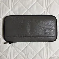 PORTER ディライト グレー レザー 長財布 ファスナー カモフラ