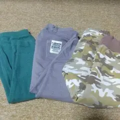 3点セット 100 古着 パンツ キッズ ボブソン グレー グリーン 迷彩
