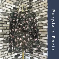 レア✨アシンメトリー フラワー シアートップス ブラック