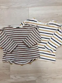 プティマイン フタフタ バースデイ ボーダーTシャツ 2枚セット 80