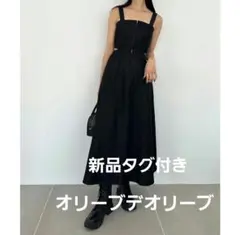 オリーブデオリーブ　ブラックデニムキャミワンピース 　ジャンバースカート