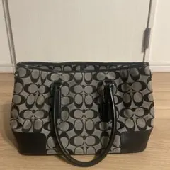 COACH モノグラムハンドバッグ 6089 ベージュ×ブラック