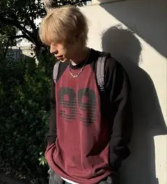 DAZY メンズ トレーナー 99プリント 赤/黒