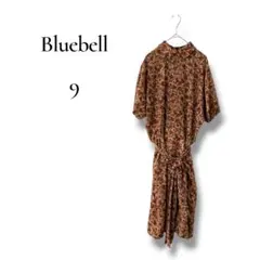 Bluebell レディース　半袖ひざ丈ワンピース　花柄　ブラウン　Mサイズ