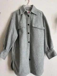 グレージャケット　襟付き　ミディアムロングコート　H&M