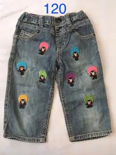 ★ミキハウス・ダブルビー★カラフルアフロがいっぱい！デニムハーフパンツ 120